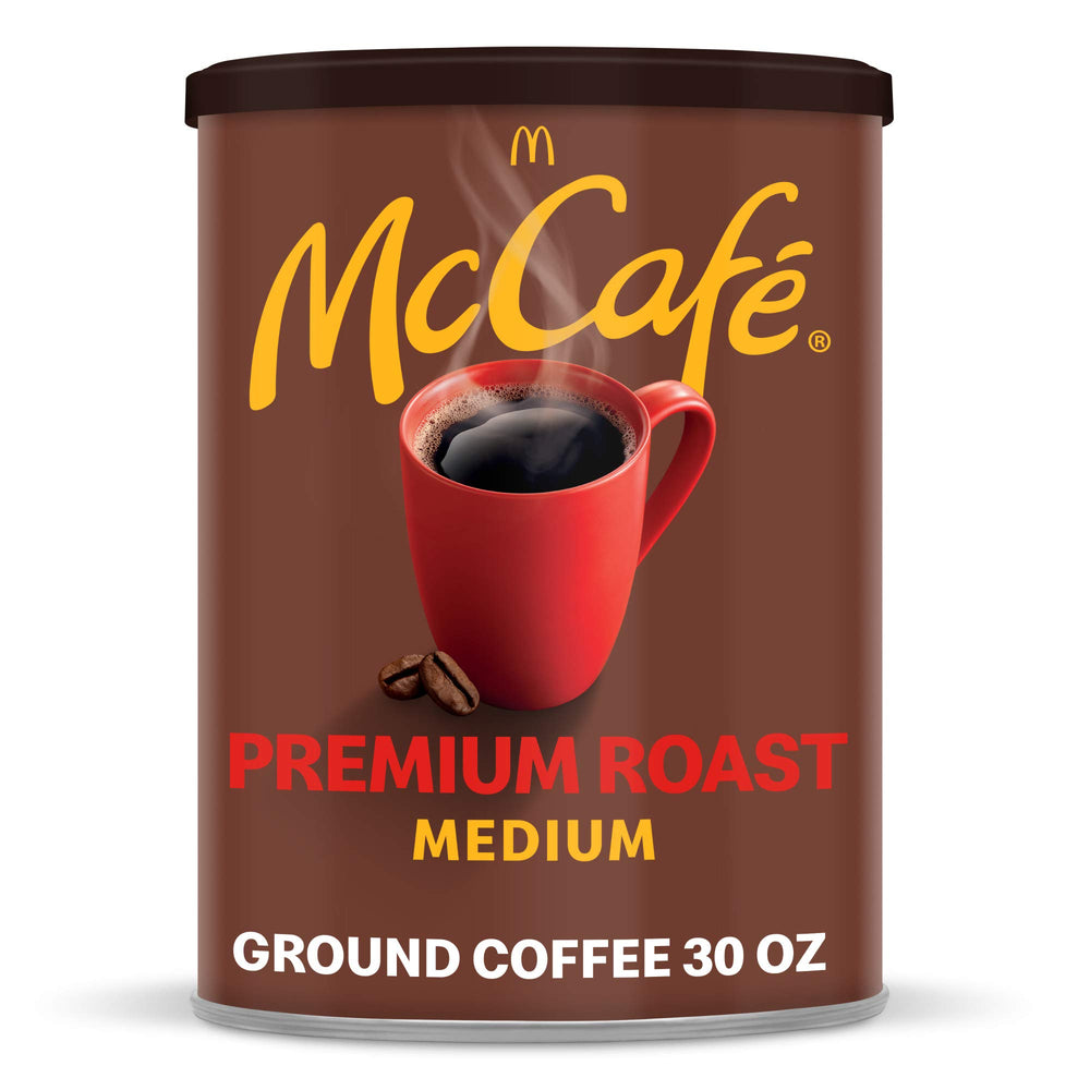 McCafe Premium Roast canister front view, ready for everyday home brewing