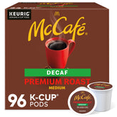 McCafé Premium Roast Decaf pod closeup with rich aroma for a smooth morning