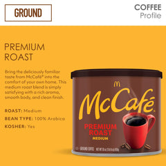 Ground McCafe Premium Roast in a scoop ready to brew a balanced cup