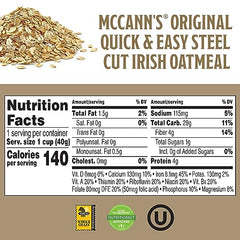 McCann's Irish Oatmeal cup with lid off, ready for toppings.
