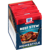 McCormick Beef Stew Seasoning packaging highlighting rich flavor benefits