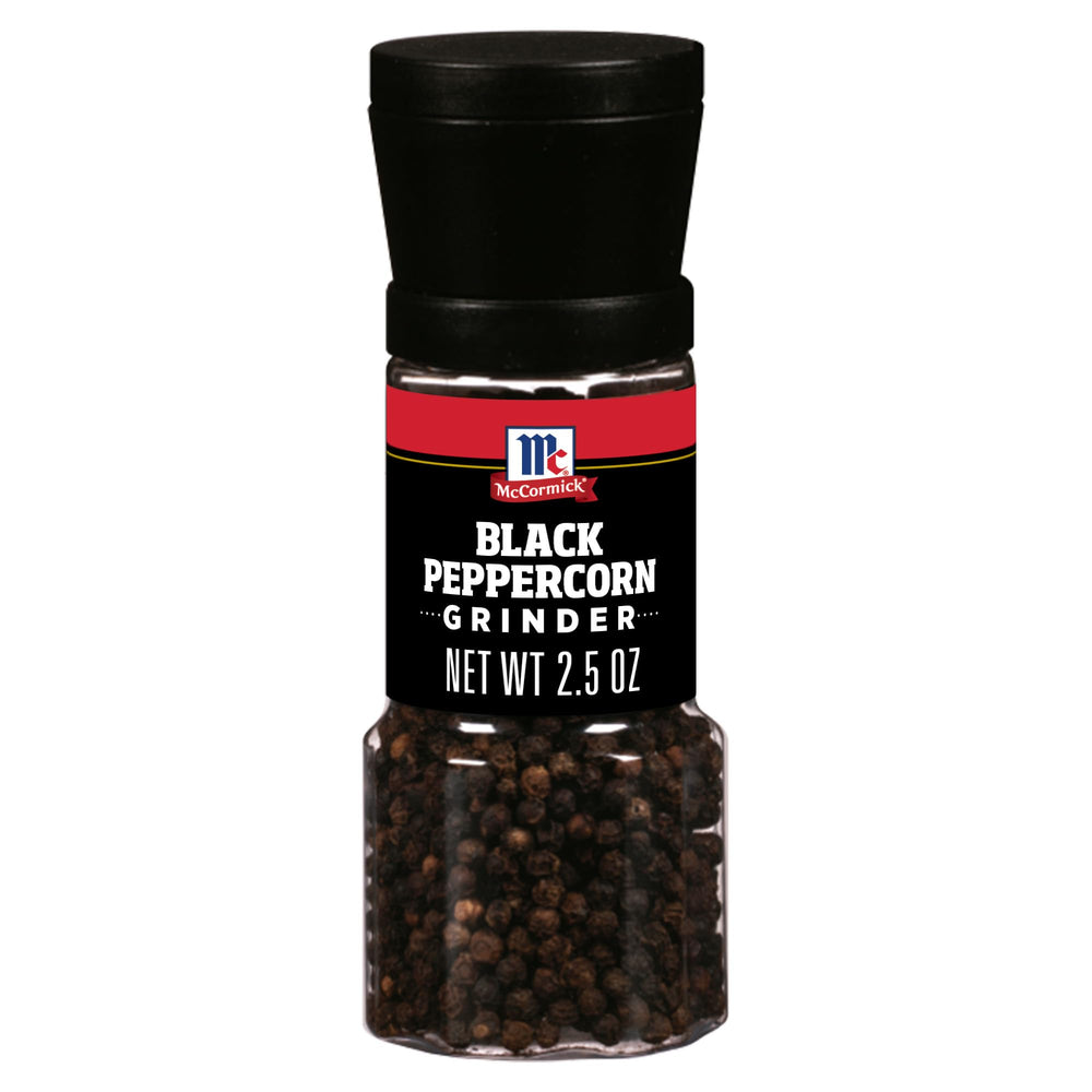 McCormick Black Peppercorn Grinder assembly shows built-in grinder for fresh pepper.
