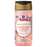 McCormick Bridgerton Finishing Sugar with Strawberries & Cream on a dessert plate for garden-party flair