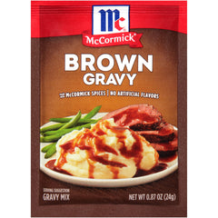 Boxed McCormick Brown Gravy Mix pack of 24 for quick home meals