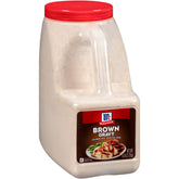 McCormick Brown Gravy Mix poured over roast beef for rich flavor.