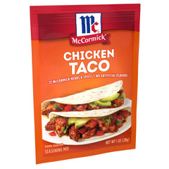 Close-up of McCormick Chicken Taco Seasoning spices with rich aroma.
