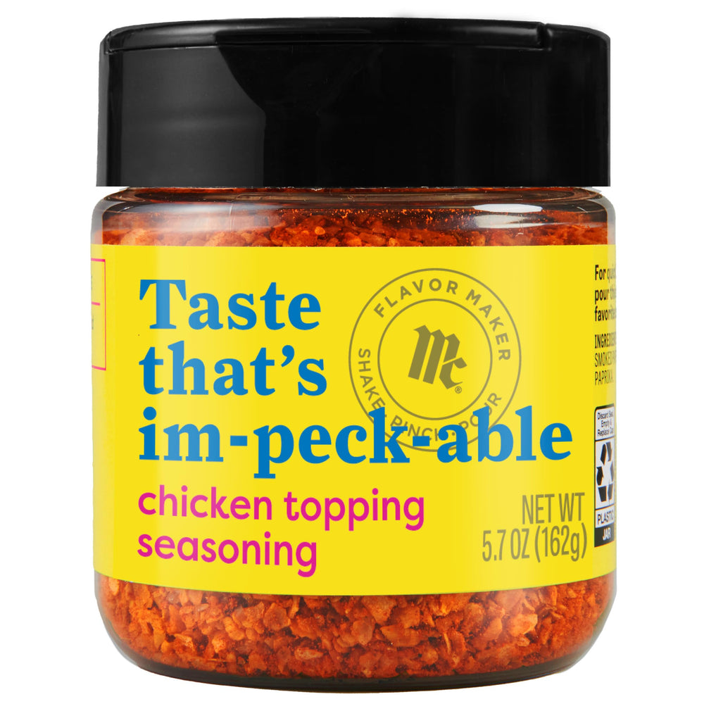 McCormick Chicken Topping Seasoning cap flip for quick, controlled flavoring during cooking