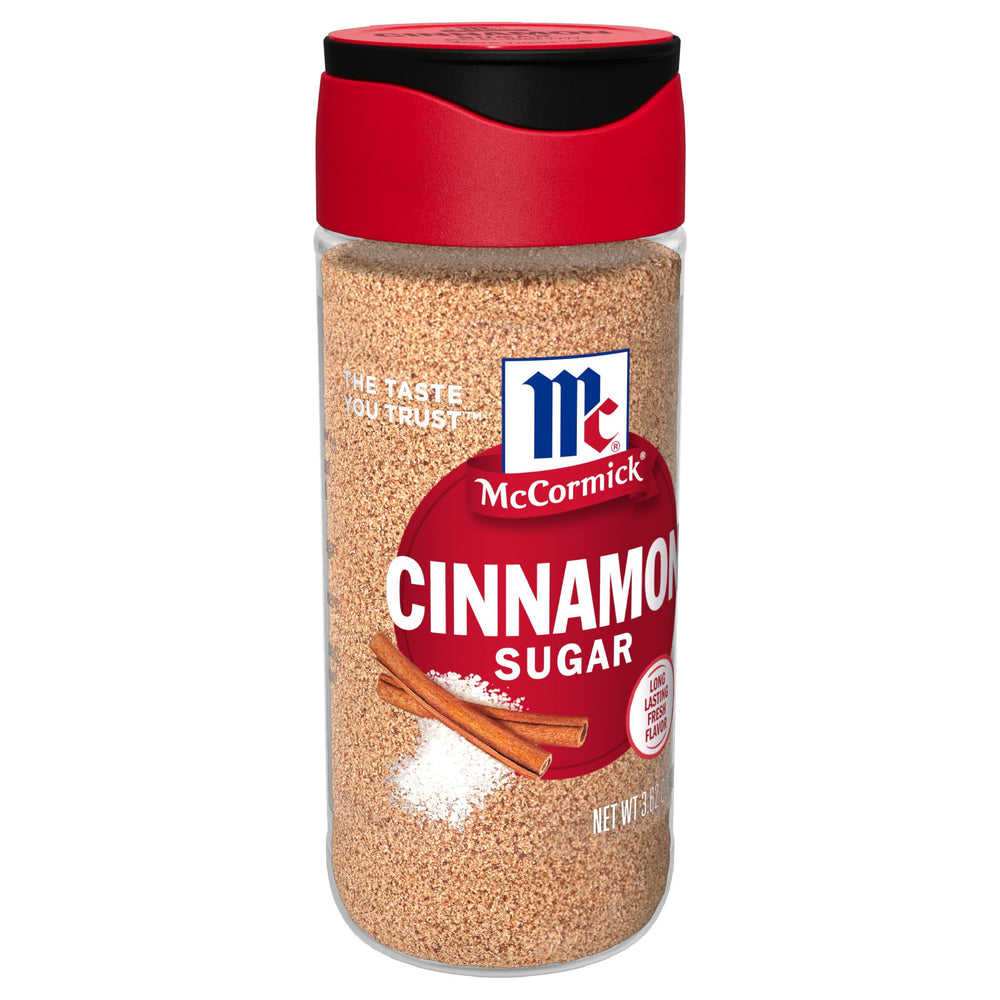 McCormick Cinnamon Sugar bottle front view showing warm flavor for baking