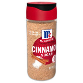 McCormick Cinnamon Sugar bottle front view showing warm flavor for baking