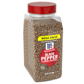 McCormick coarse ground black pepper bottle cap seals freshness with every shake.