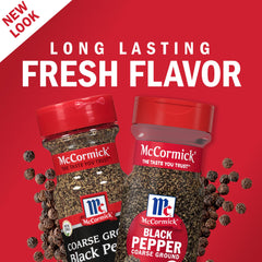 McCormick Coarse Ground Black Pepper peppercorn close-up shows large berries