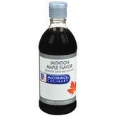 McCormick Culinary imitation maple flavoring bottle delivers rich maple notes for baking.