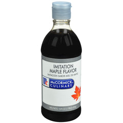 McCormick Culinary imitation maple flavoring bottle delivers rich maple notes for baking.