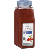 McCormick Culinary Light Chili Powder bottle highlighting premium blend for bold Tex-Mex flavor