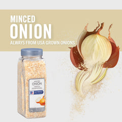 Dried onion flakes in McCormick Culinary Minced Onion offer instant texture