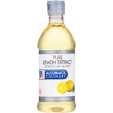 McCormick Culinary Pure Lemon Extract bottle showing bright aroma for desserts.
