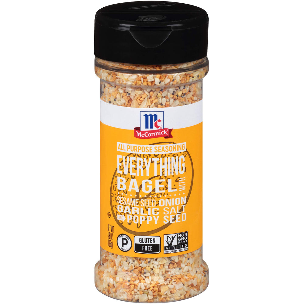 McCormick Everything Bagel Seasoning jar front view boosts savory aroma for home cooks