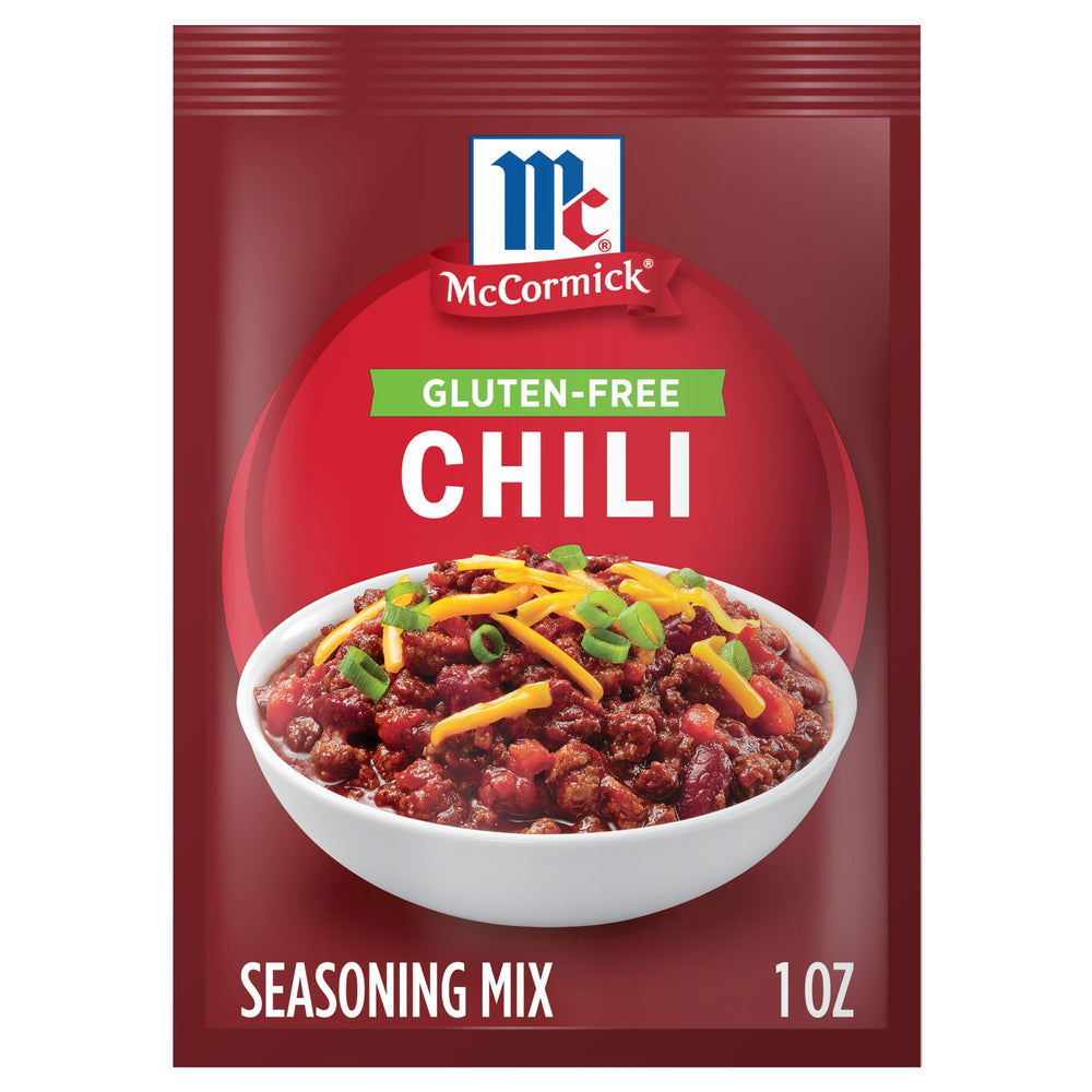McCormick Gluten-Free Chili Seasoning Mix packet delivers bold gluten-free flavor for chili nights.