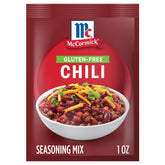 McCormick Gluten-Free Chili Seasoning Mix packet delivers bold gluten-free flavor for chili nights.