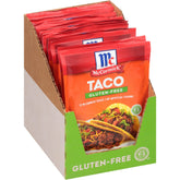 McCormick Gluten Free Taco Seasoning Mix bottle front shows bold spices for taco night