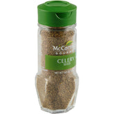 McCormick Gourmet Celery Seed bottle close-up for salads and dressings