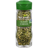 McCormick Gourmet Chives packaging showing freeze-dried freshness for easy, long-lasting flavor.