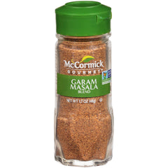 McCormick Gourmet Garam Masala bottle highlights warm, aromatic blend perfect for everyday cooking.