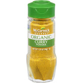 McCormick Gourmet Organic Curry Powder bottle ready to flavor weeknight meals.
