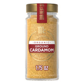 McCormick Gourmet Organic Ground Cardamom powder in a jar adds vibrant aroma to desserts