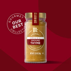 McCormick Gourmet Organic Ground Thyme rub on roast chicken demonstrates versatile spice rub use.