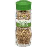 McCormick Gourmet Organic Herbes de Provence bottle adds Provencal aroma to roasted meats.