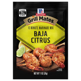 McCormick Grill Mates Baja Citrus Marinade pack label with bold citrus aroma for seafood