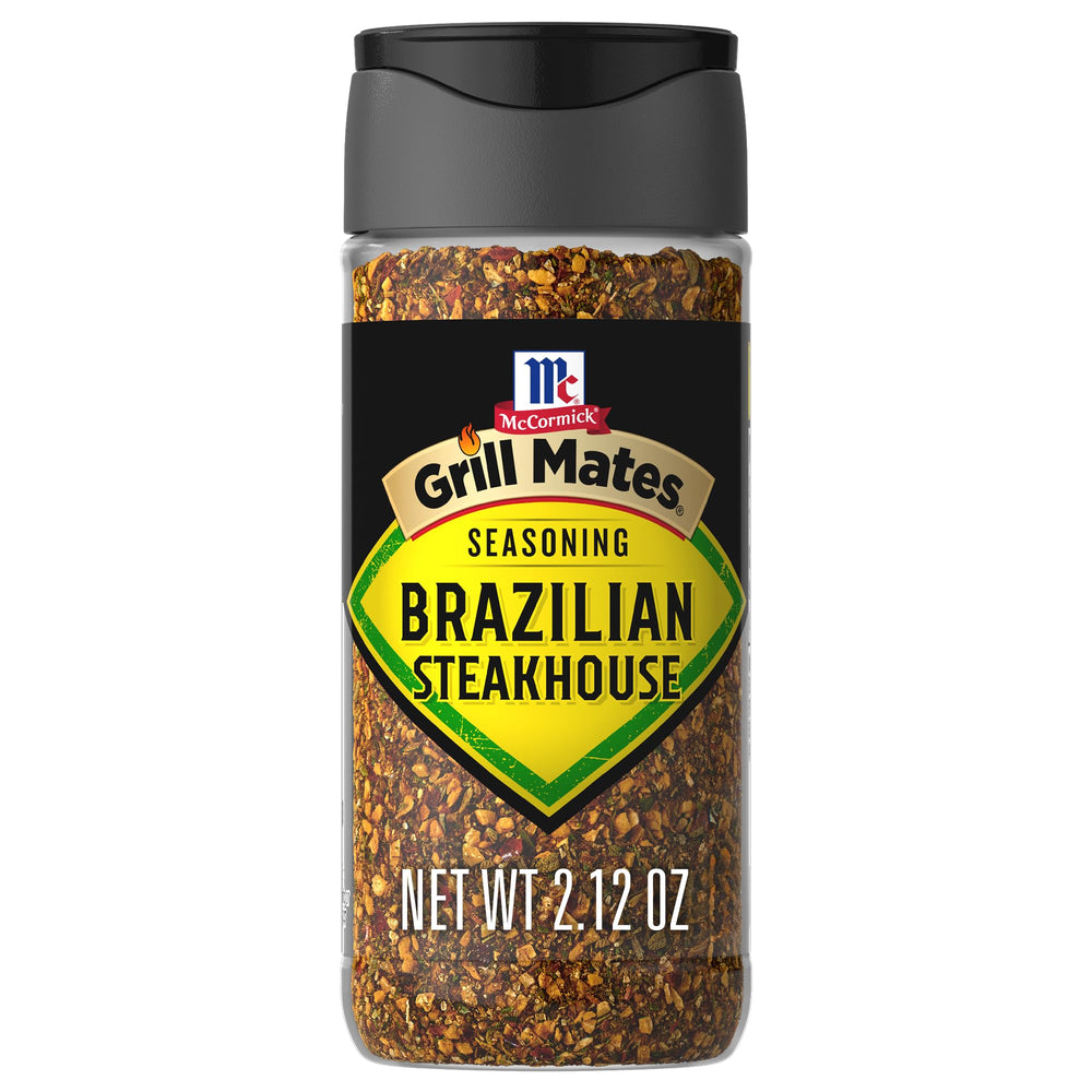 McCormick Grill Mates Brazilian Steakhouse bottle front enhances grilled steak with bold churrasco-inspired flavor
