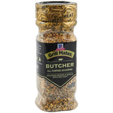 McCormick Grill Mates Cracked Pepper & Garlic seasoning bottle with coarse texture enhances grilled meat