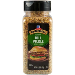 McCormick Grill Mates Dill Pickle seasoning bottle front for bold burgers