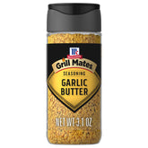 McCormick Grill Mates Garlic Butter Seasoning tub front for grilling flavor