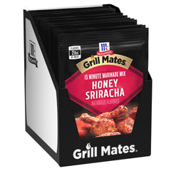 McCormick Grill Mates Honey Sriracha Marinade Mix packaging ready for marinating meats.