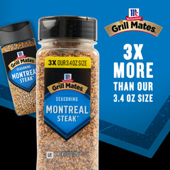 Montreal seasoning on pork chop delivers rich, peppery aroma.