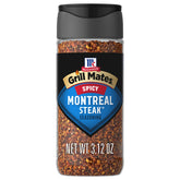 McCormick Grill Mates Spicy Montreal steak seasoning bottle adds bold heat for grilling