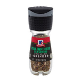 McCormick Italian Herb Seasoning Grinder front view, ready to spice weeknight pasta.