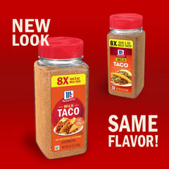 Spoon-dispense action with McCormick Mild Taco Seasoning for even seasoning