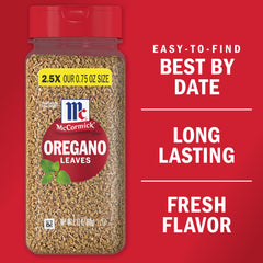 Measuring spoon with McCormick Oregano Leaves for easy substitution in recipes.