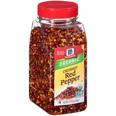 McCormick Organic Crushed Red Pepper bottle adds heat to meals