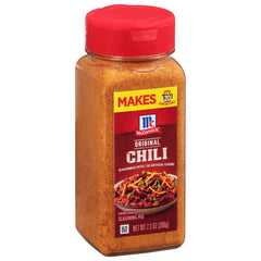 McCormick Original Chili Seasoning Mix bottle pouring for hearty chili