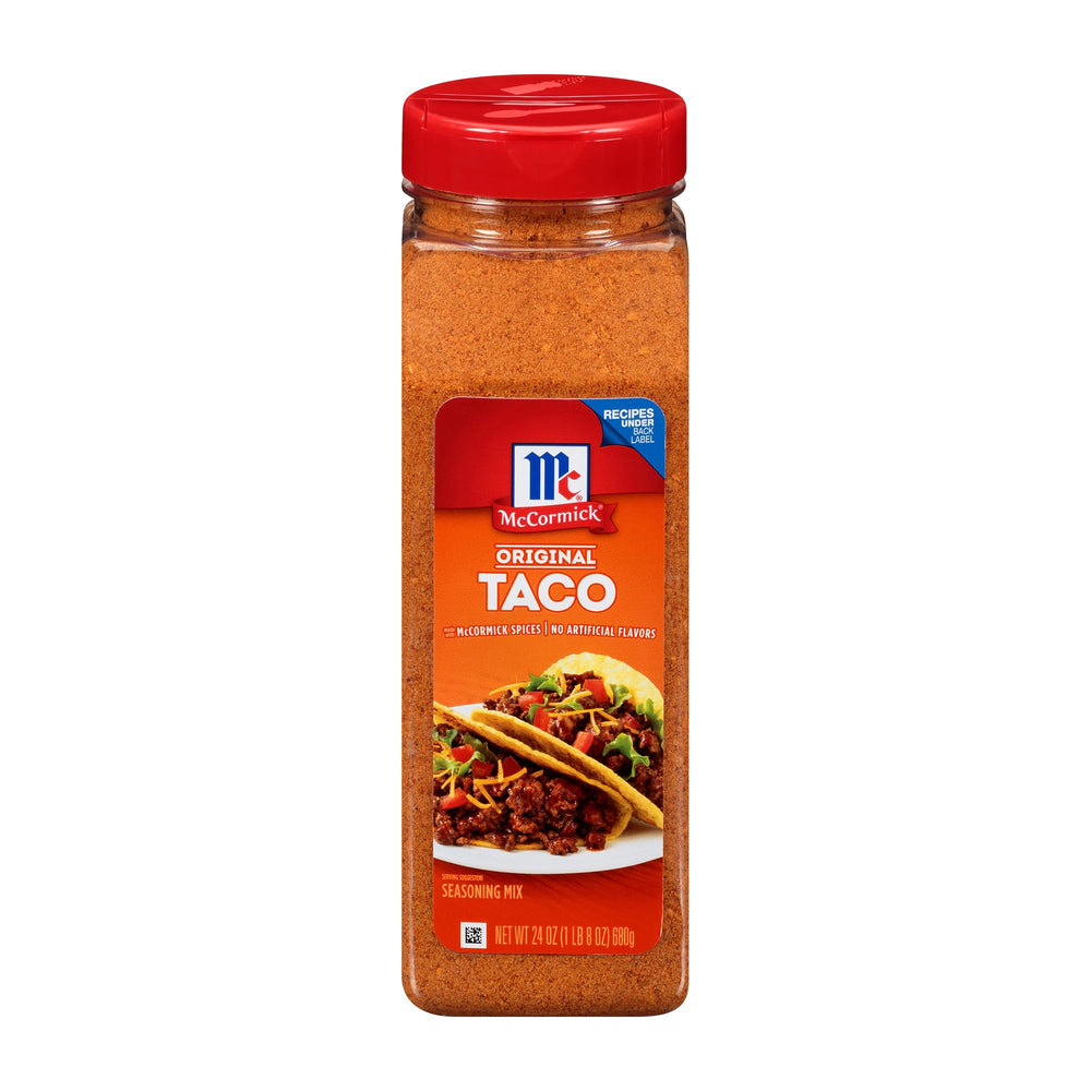 McCormick Original Taco Seasoning Mix bottle closeup highlighting premium spices