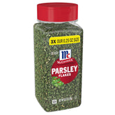 McCormick Parsley Flakes add dried green color with a mild herbal hint.