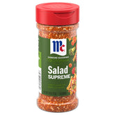 McCormick Perfect Pinch Salad Supreme bottle pour highlights flavorful blend for salads
