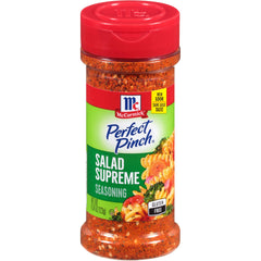 McCormick Perfect Pinch Salad Supreme bottle pour highlights flavorful blend for salads