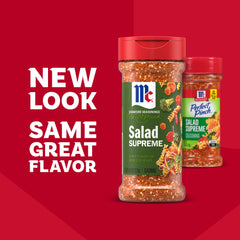 McCormick Perfect Pinch Salad Supreme shaker close-up with sesame and poppy seeds visible