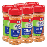 McCormick Perfect Pinch Steak Seasoning bottle for steak flavor